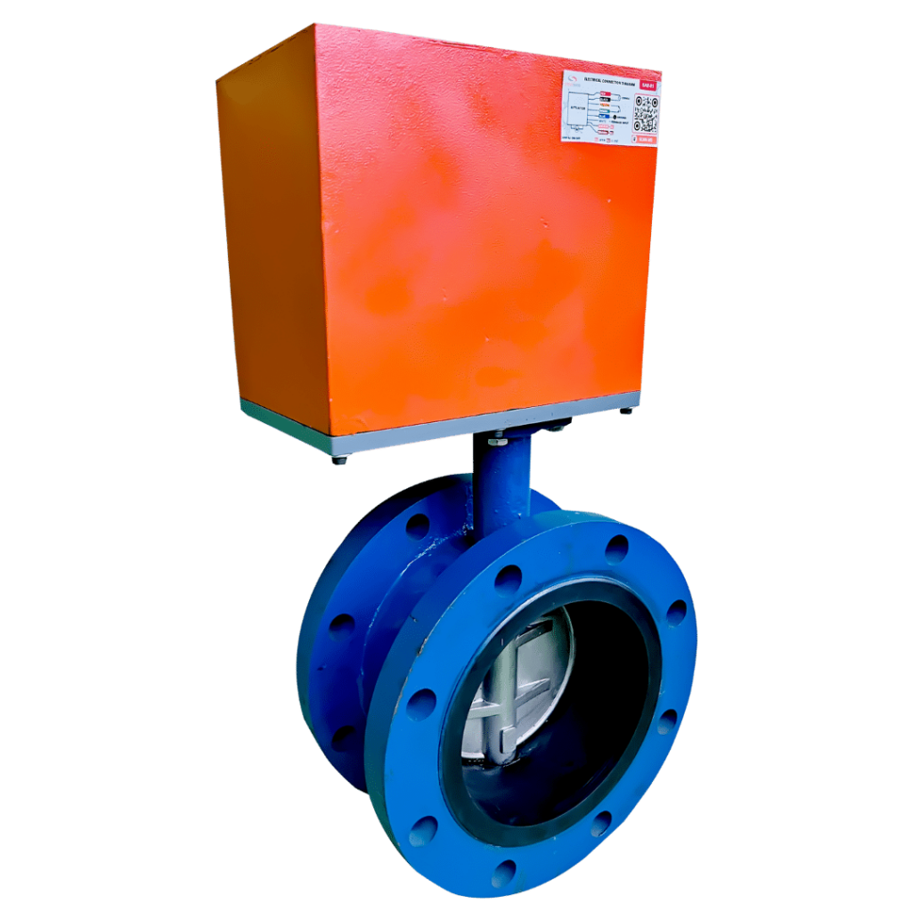 electric actuated motorized double flanged butterfly valve 150mm