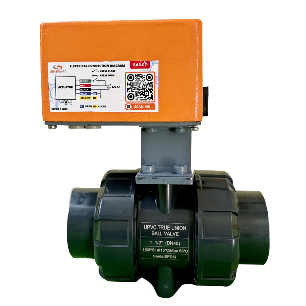 upvc true union ball valve with electric actuator 40mm
